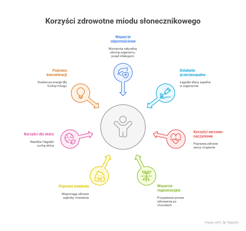 Właściwości miodu słonecznikowego – infografika